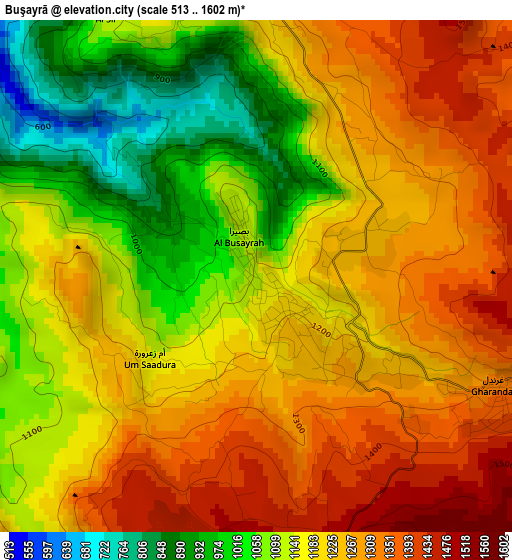 Buşayrā elevation map