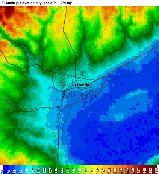 El Amria elevation map