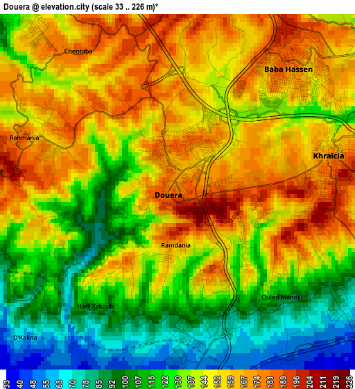 Douera elevation map