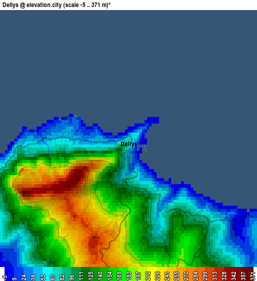 Dellys elevation map