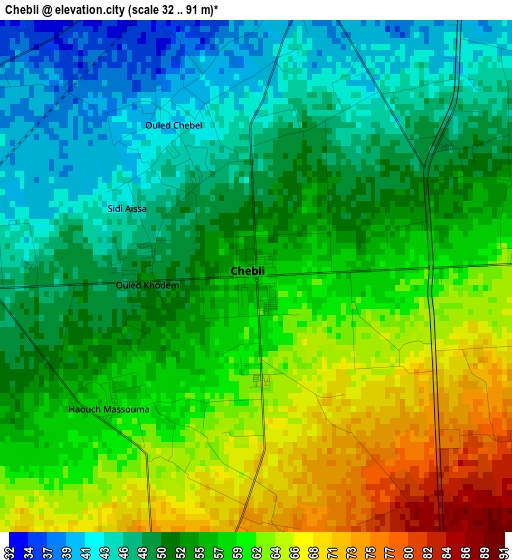 Chebli elevation map