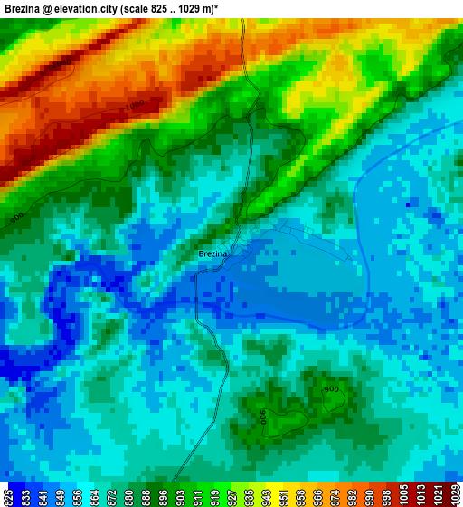 Brezina elevation map