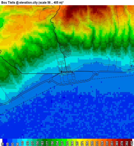 Bou Tlelis elevation map