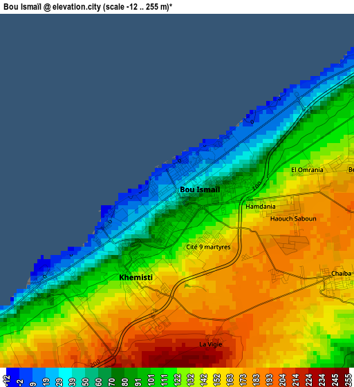 Bou Ismaïl elevation map