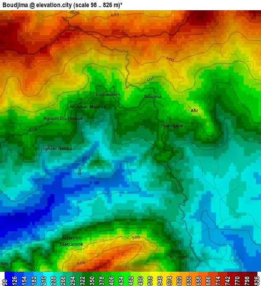 Boudjima elevation map