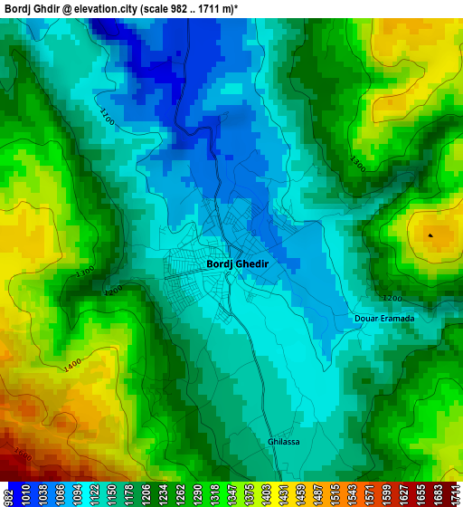 Bordj Ghdir elevation map