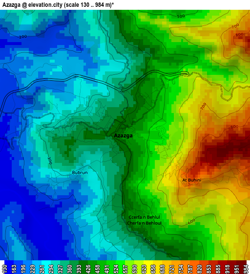 Azazga elevation map