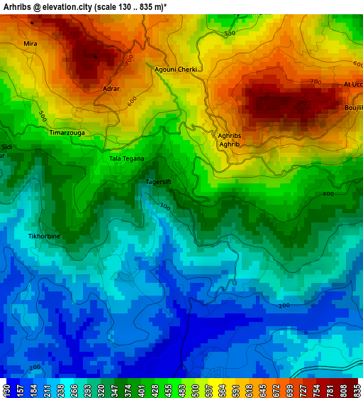 Arhribs elevation map