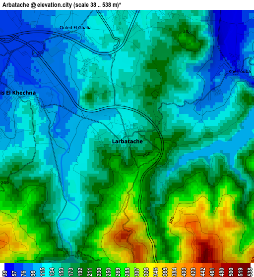 Arbatache elevation map