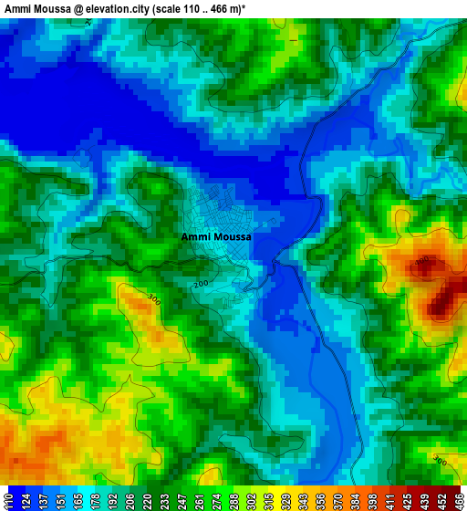 Ammi Moussa elevation map