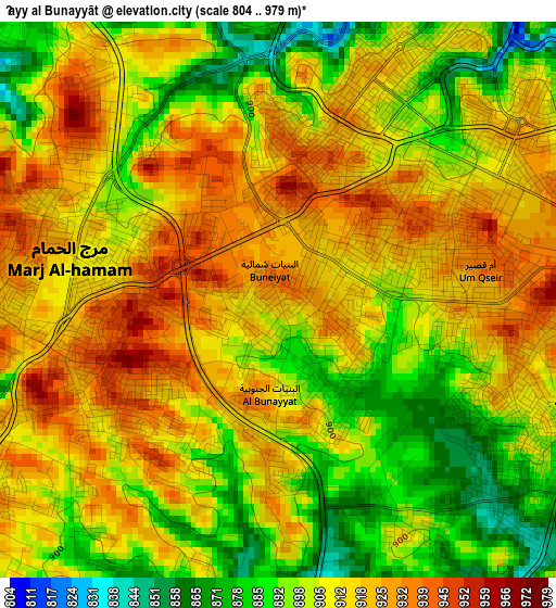 Ḩayy al Bunayyāt elevation map
