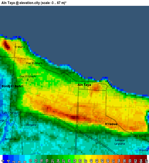 Aïn Taya elevation map