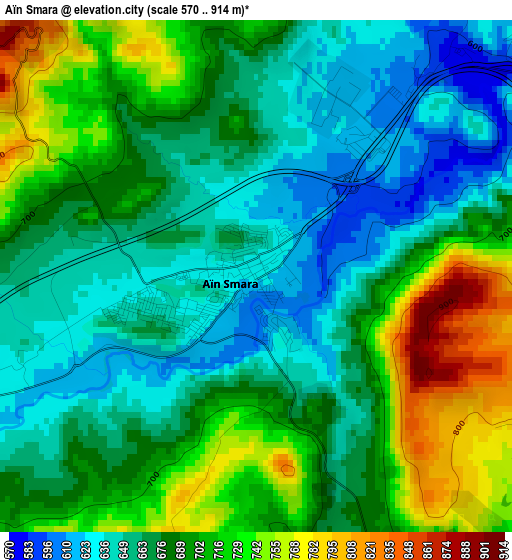 Aïn Smara elevation map