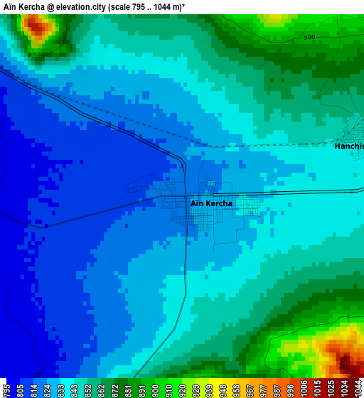 Aïn Kercha elevation map