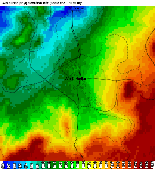 ’Aïn el Hadjar elevation map