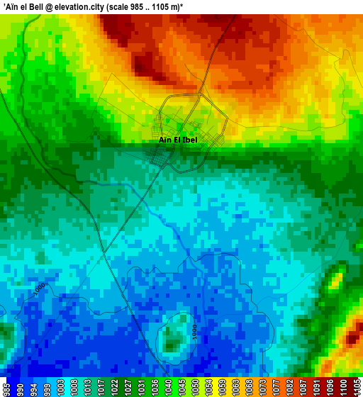 ’Aïn el Bell elevation map