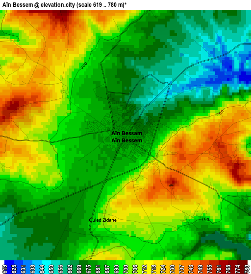 Aïn Bessem elevation map