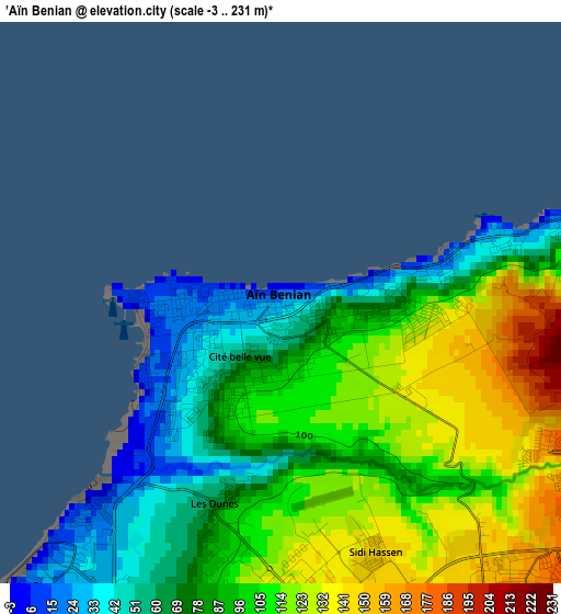 ’Aïn Benian elevation map