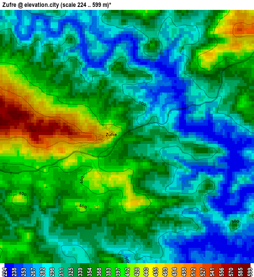 Zufre elevation map