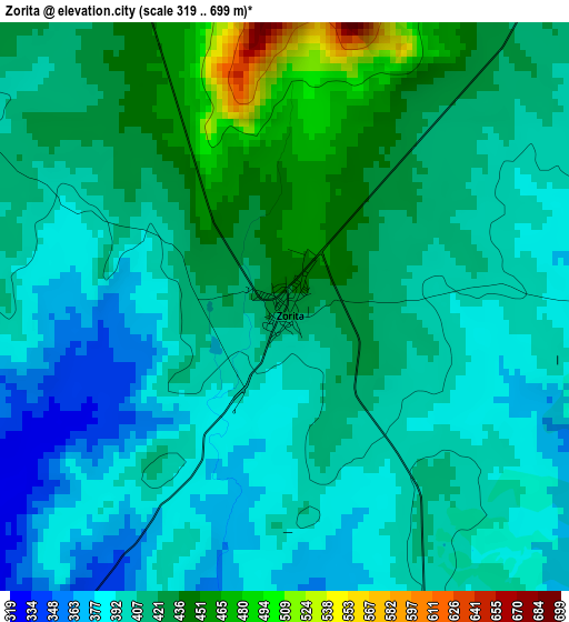 Zorita elevation map