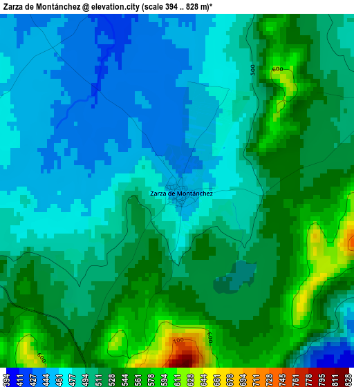 Zarza de Montánchez elevation map