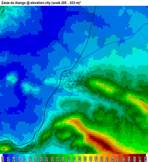 Zarza de Alange elevation map