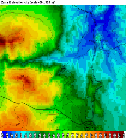 Zarra elevation map