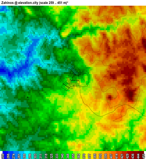 Zahinos elevation map