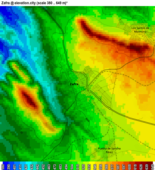 Zafra elevation map