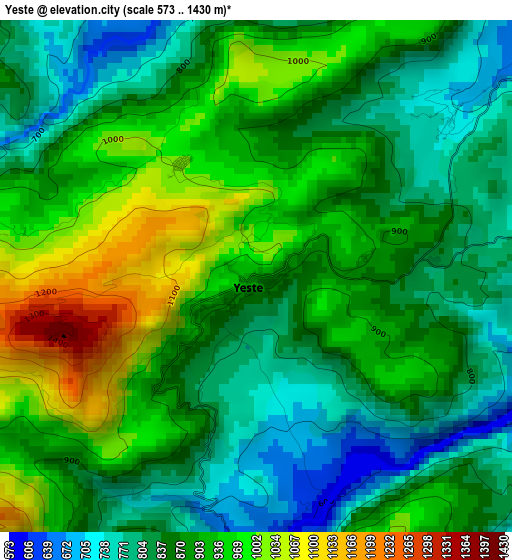 Yeste elevation map