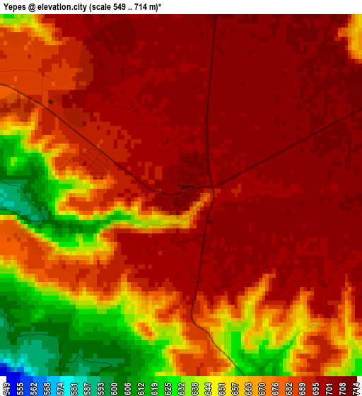 Yepes elevation map