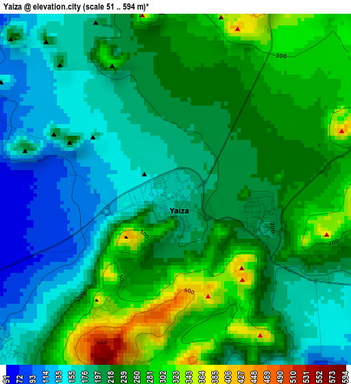 Yaiza elevation map