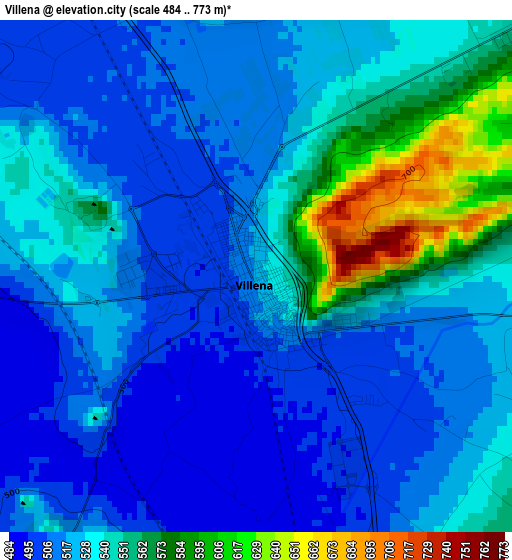Villena elevation map