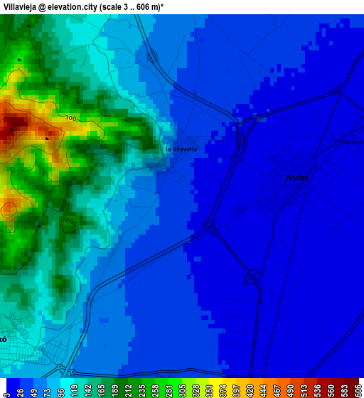 Villavieja elevation map