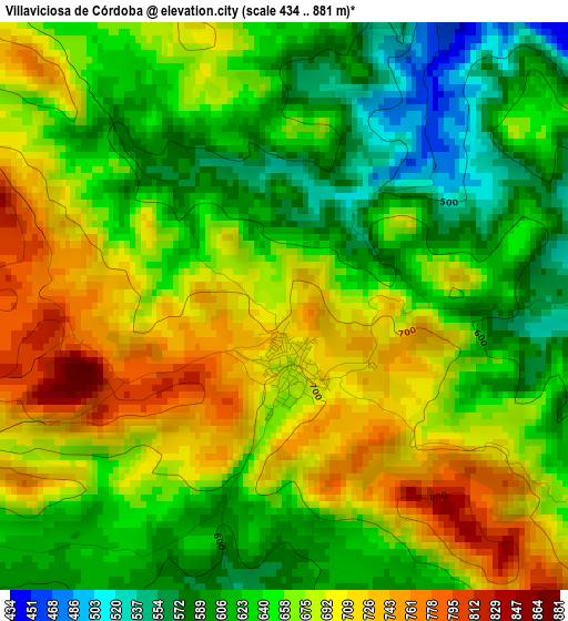 Villaviciosa de Córdoba elevation map