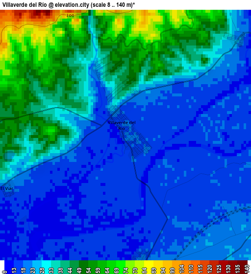 Villaverde del Río elevation map