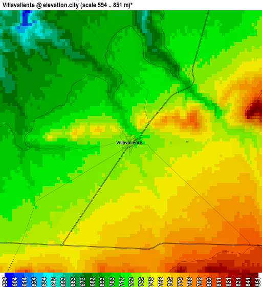 Villavaliente elevation map