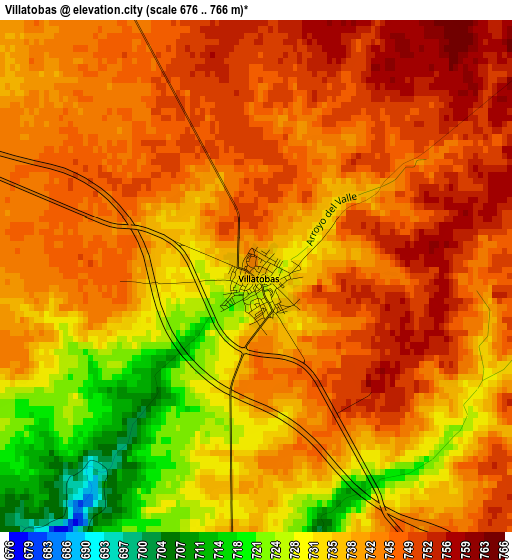 Villatobas elevation map