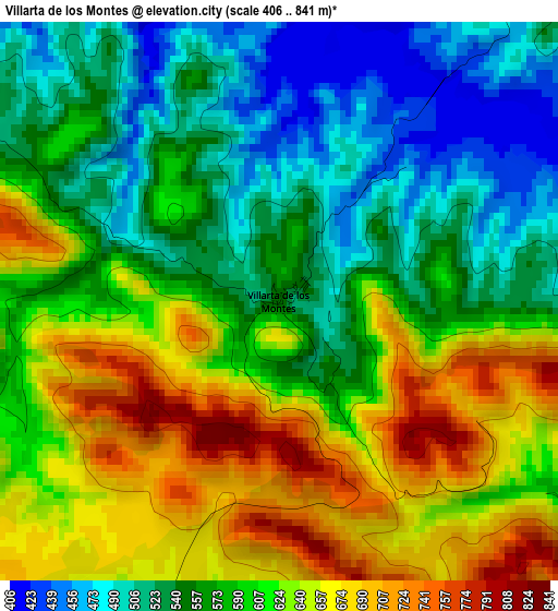 Villarta de los Montes elevation map