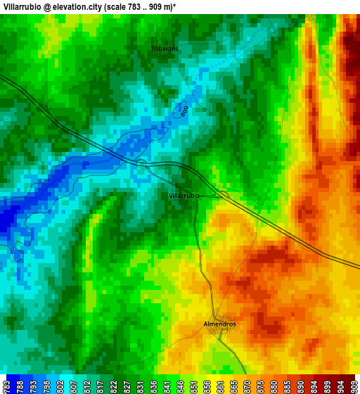 Villarrubio elevation map