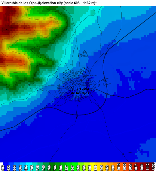 Villarrubia de los Ojos elevation map