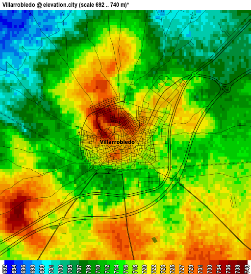 Villarrobledo elevation map