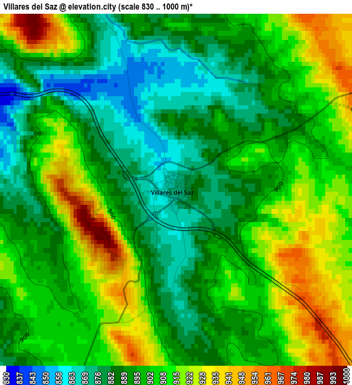 Villares del Saz elevation map