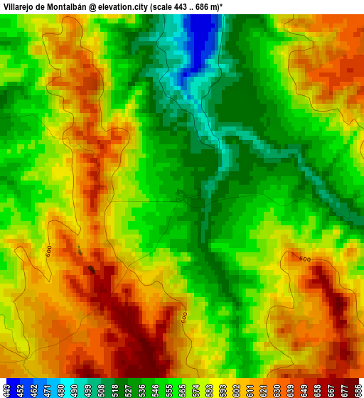 Villarejo de Montalbán elevation map