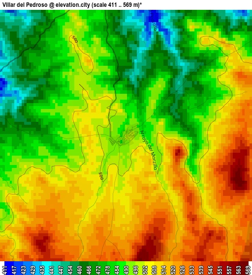 Villar del Pedroso elevation map