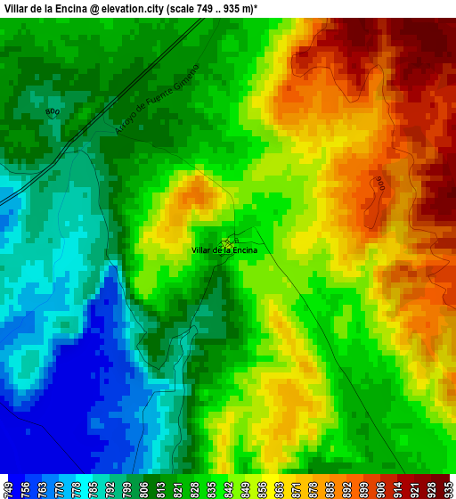 Villar de la Encina elevation map