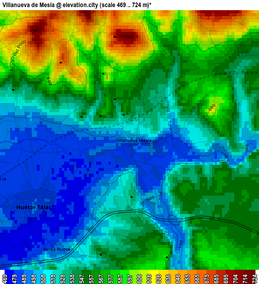 Villanueva de Mesía elevation map