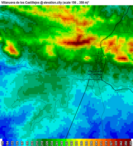 Villanueva de los Castillejos elevation map