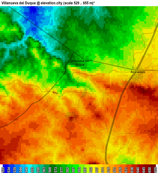 Villanueva del Duque elevation map