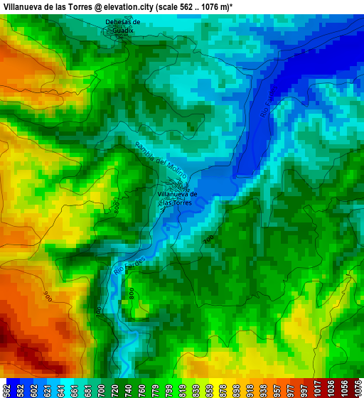 Villanueva de las Torres elevation map